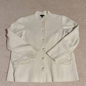 Talbots Woman Petites Cream Button-Up Sweater Cardigan